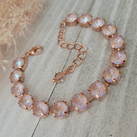 Austrian Crystal Tennis Bracelet in Rose Gold - Picture 5 of 8